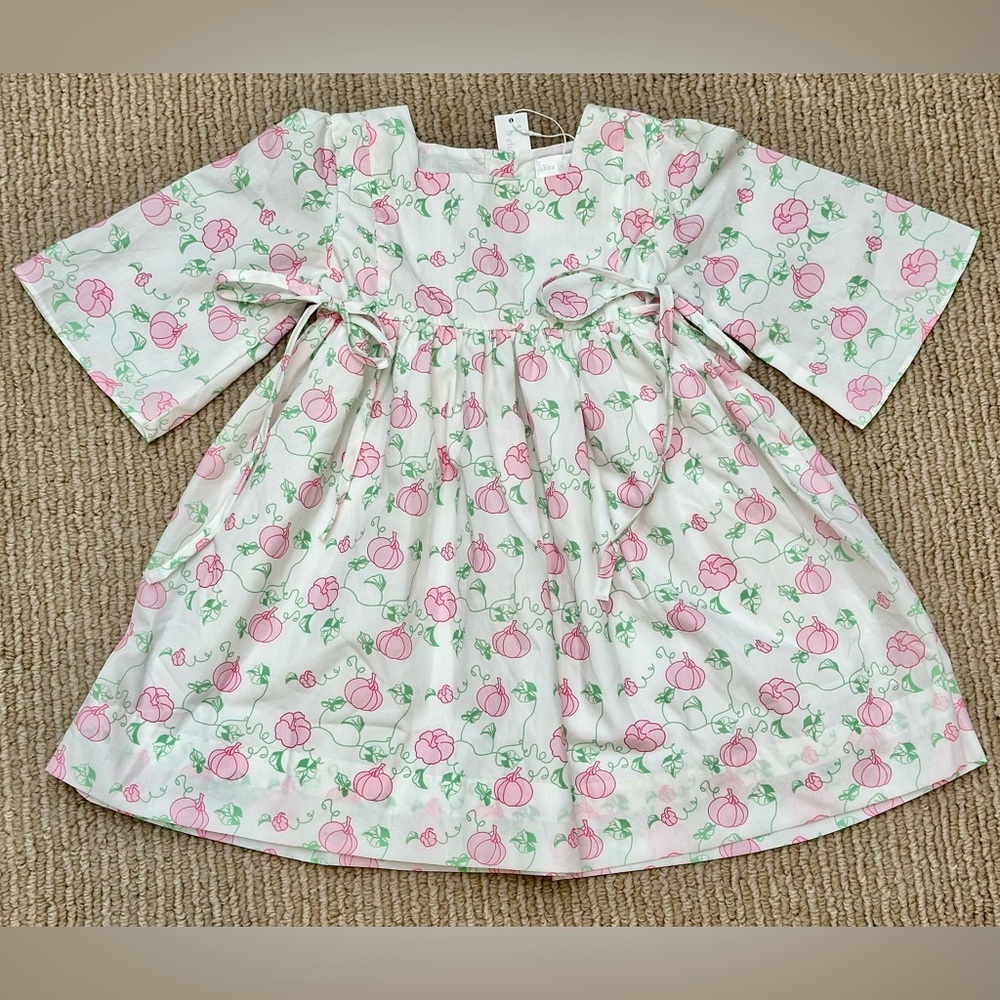 NWT Cecil & Lou Eliza James Pink & Green Pumpkin Print Dress Ties Sz 4T $78